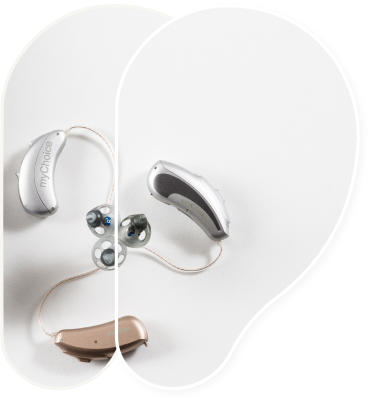 Serviceleistungen Fischbach Hörgeräte Hörgeräte auf grauem Hintergrund